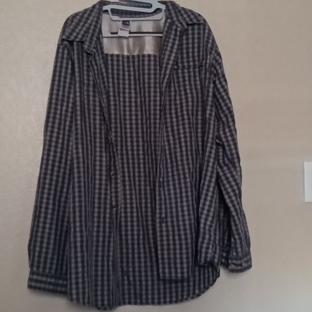 XL Blue + Tan Button Down